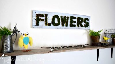 mossy flower sign hand painted Spring