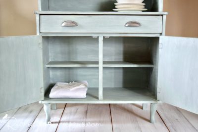 Farmhouse hutch painted with Annie Sloan Chalk Paint in Duck Egg