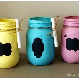 painted jars with chalk and labels