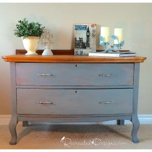 a Queen Anne dresser updated with Miss Mustard Seed Milk Paint in Bergere
