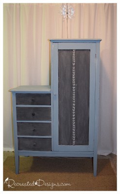 an antique chifferobe that was given a modern look with Fusion Mineral Paint in Champness and chalkboard paint