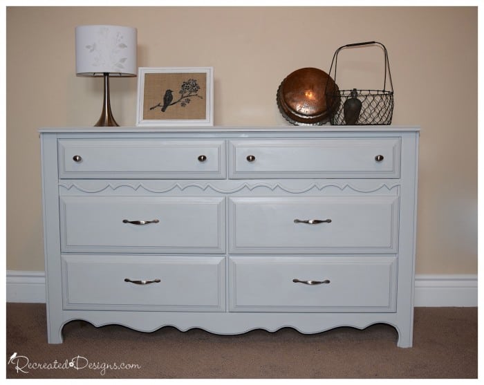 vintage dresser painted with fusion mineral paint in sterling