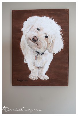 canvas painting of Mugsy the dog