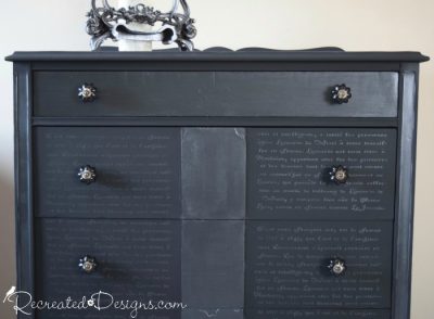 Black dresser with French Script