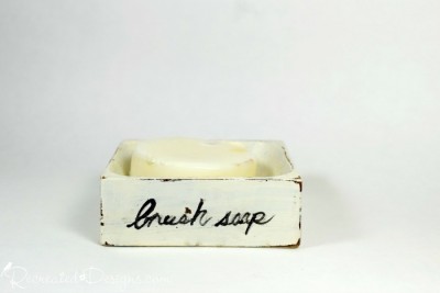 Miss Mustard Seed Brush Soap in a rustic soap box