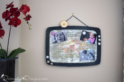 vintage tv tray turned into a magnetic memo board