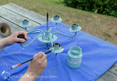 painting an old chandelier with Fusion Mineral Paint in Heirloom