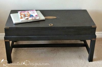 Bombay trunk style coffee table painted in Annie Sloan Chalk Paint in Grahite