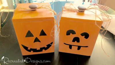 pumpkin canisters to hold treats and candy