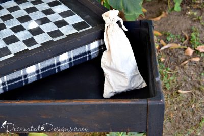 stroage table/bench with checkerboard