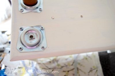 attaching legs to a reclaimed dresser drawer
