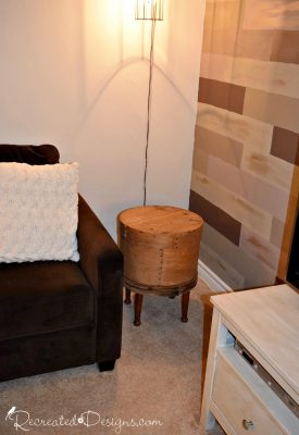 turning an old cheese barrel into a side table