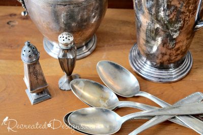 silverplated spoons, shakers and jugs