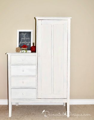 White, Milk Painted Chifferobe 