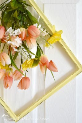 distressed picture frame turned into a wreath