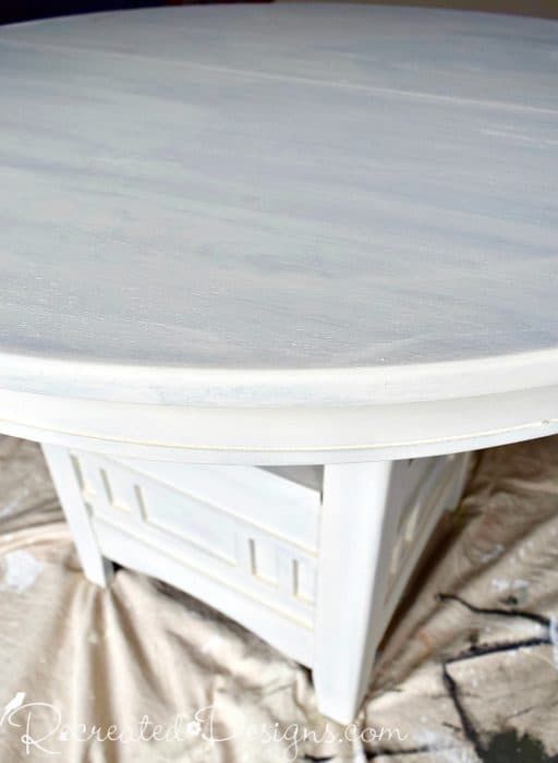 Painted wood table before distressing