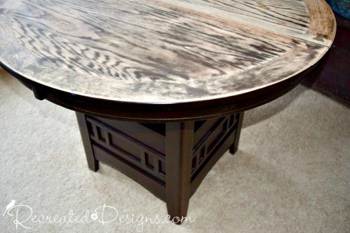 solid wood table with a sanded top