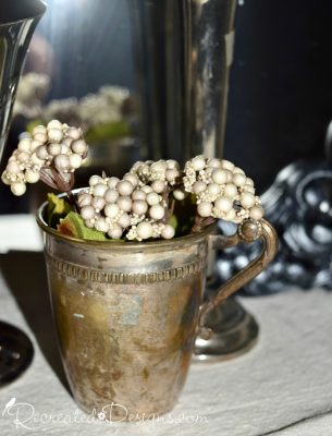 beautiful vintage silver cup with flowers