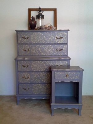 lavender dresser and night stand