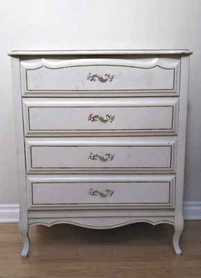 vintage white dresser before painting