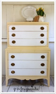 beautiful yellow and white painted dresser