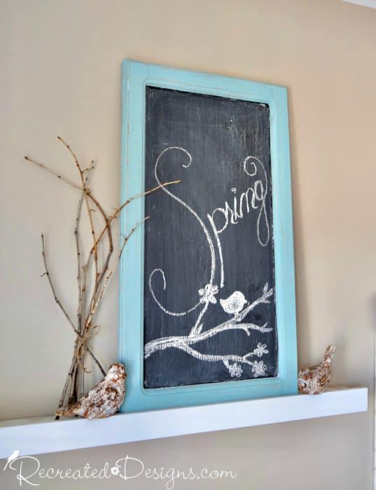 kitchen cabinet door made into a chalkboard
