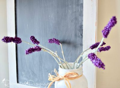 beautiful diy lavender stems in reclaimed jar