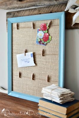 thrift store oak frame painted and turned into a Farmhouse style memory board