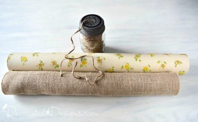 use vintage wallpaper and burlap to make reversible bunting