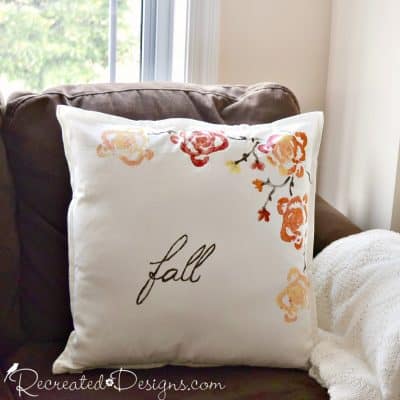 Fall pillow made using celery stalk end and paint