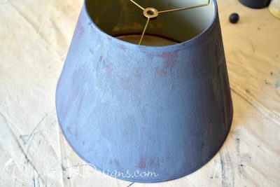 an old lamp shade painted with Fusion Mineral Paint in Midnight Sky