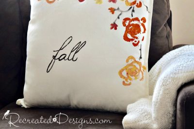 adding the word Fall to a pillow