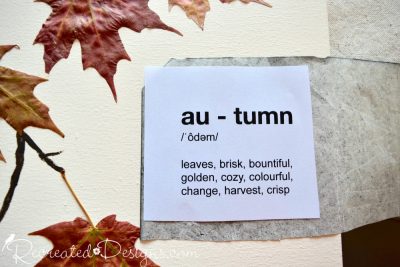 Tracing autumn words onto Fall Art with Graphite Paper
