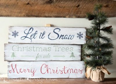 Wood signs for Christmas painted with Miss Mustard Seed Milk Paint