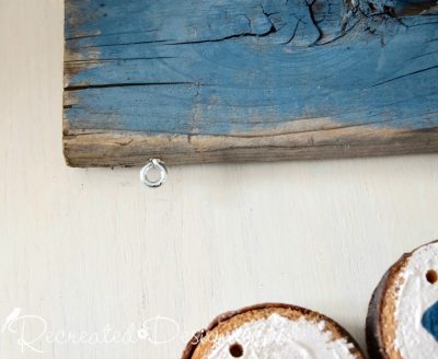 attaching eye hooks to reclaimed wood
