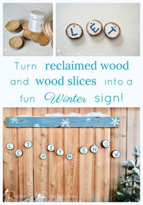 Reclaimed wood and wood slices turned into a rustic sign