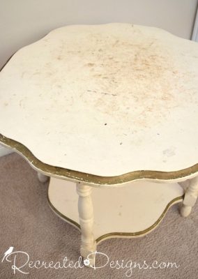 badly damaged vintage table top