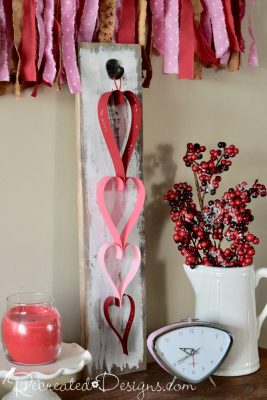 a Valentine paper heart garland by Recreated Designs