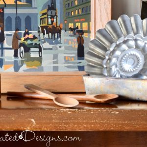 vintage wooden spoons and metal pans found around the Ottawa valley