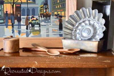 vintage wooden spoons and metal pans found around the Ottawa valley