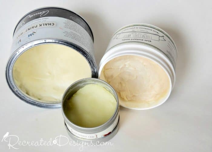 clear furniture wax from Annie Sloan, Miss Mustard Seed and Country Chic paint