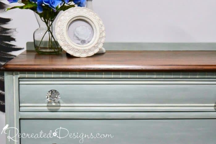 white wax over Annie Sloan Duck Egg paint