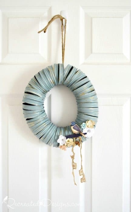 upcycled Mason Jar rings made into a Spring or Summer wreath
