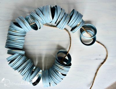 reclaimed mason jar rings painted with Fusion Mineral paint in Heirloom