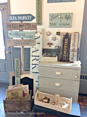 hand painted signs Recreated Designs booth Carleton Place, Ontario