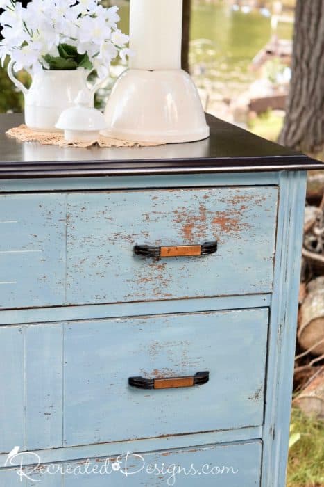 Miss Mustard Seed Milk Paint on a vintage dresser all chippy and beautiful