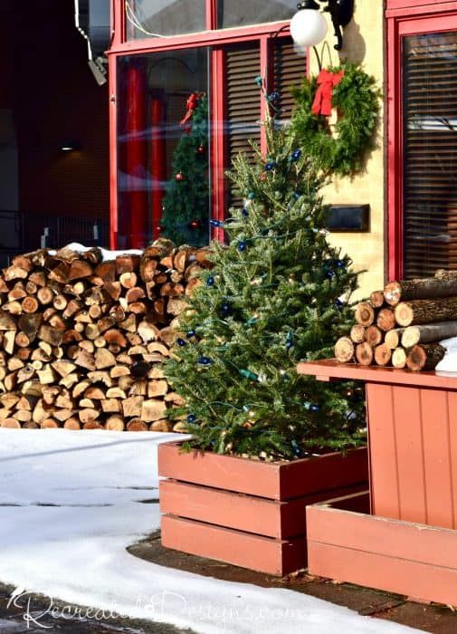 Christmas trees and stacked wood Byward Market Ottawa, Ontario, Canada