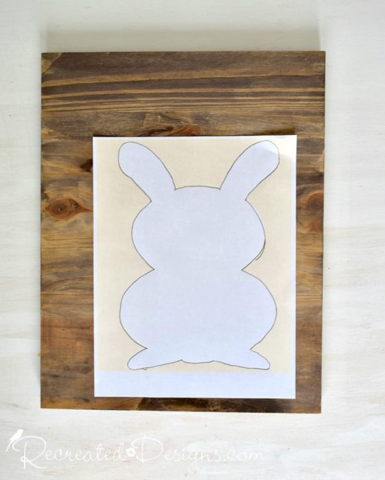 transferring a Recreated Designs bunny pattern to a piece of wood