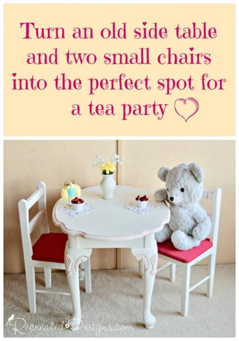 turning and old side table in the perfect spot for a tea party