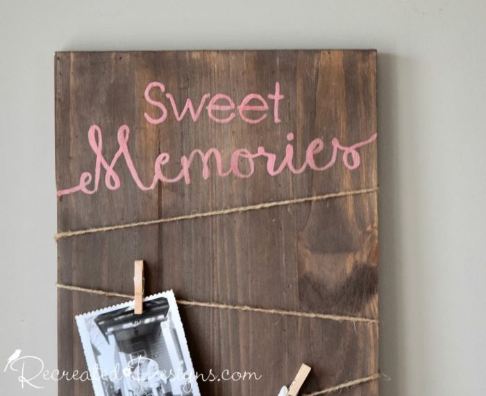 Sweet Memories photo board using Recreated Designs Pattern